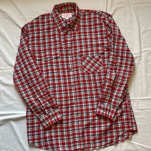 Filson Classic Cotton Red and White Plaid Button-Down Shirt Large